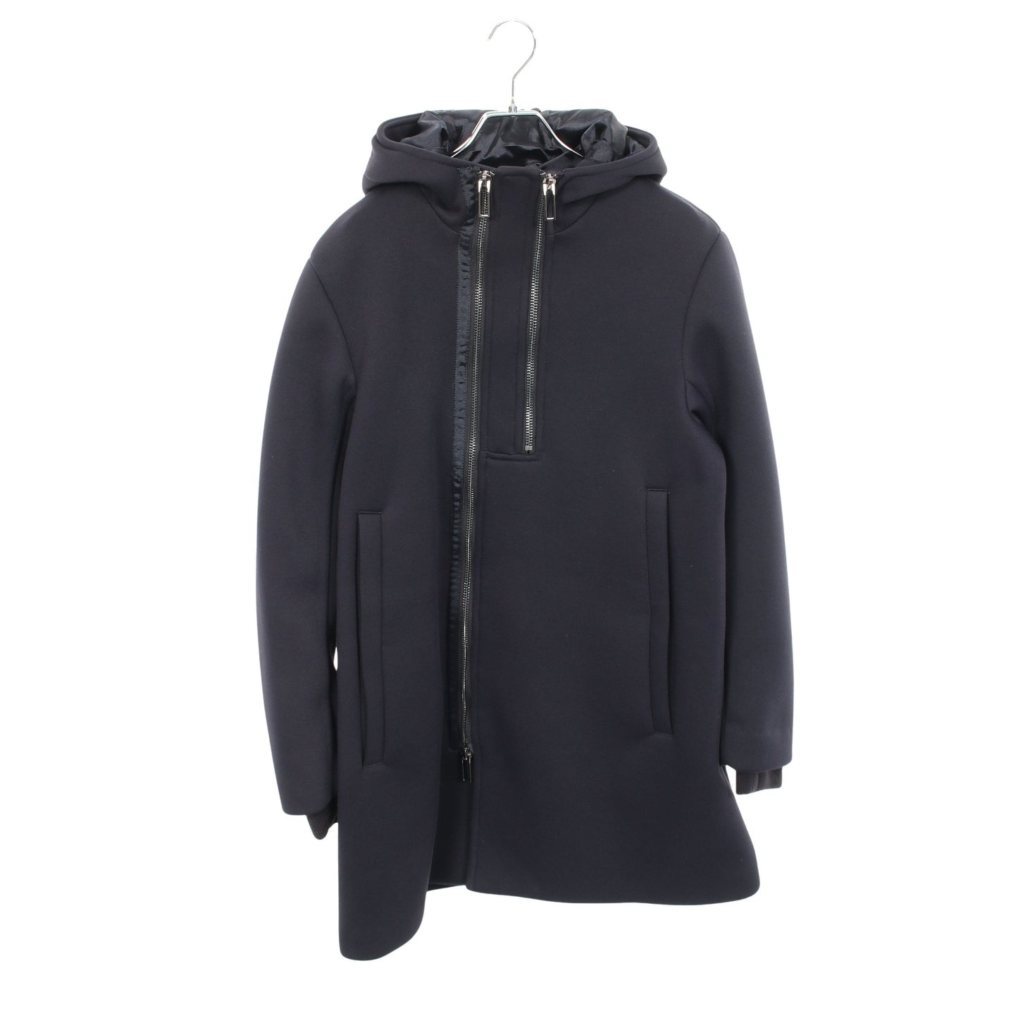 ロングジップパーカー フーデッド コート ネイビー エンポリオアルマーニ アウター EMPORIO ARMANI