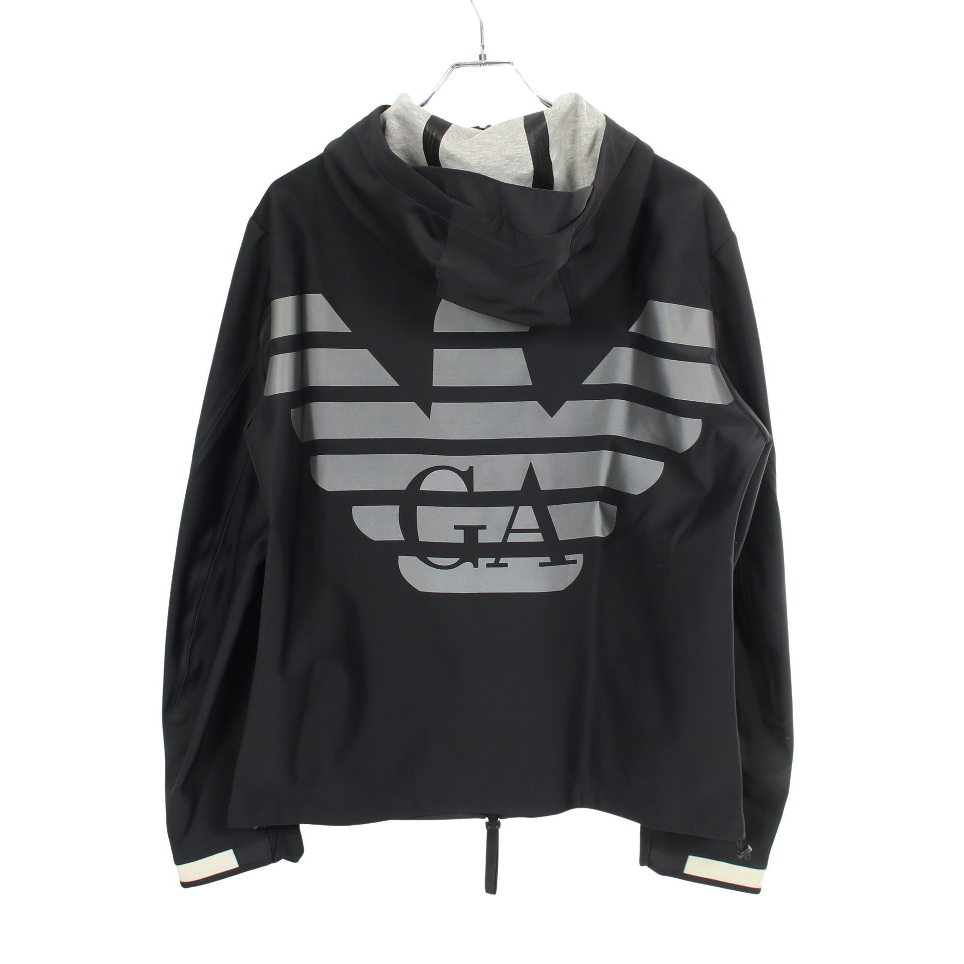 バックプリント フーデッドジャケット マウンテンパーカー ブラック エンポリオアルマーニ アウター EMPORIO ARMANI