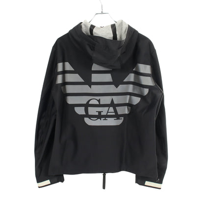 バックプリント フーデッドジャケット マウンテンパーカー ブラック エンポリオアルマーニ アウター EMPORIO ARMANI