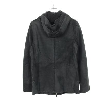 フーデッド レザージャケット ラムレザー ブラック エンポリオアルマーニ アウター EMPORIO ARMANI