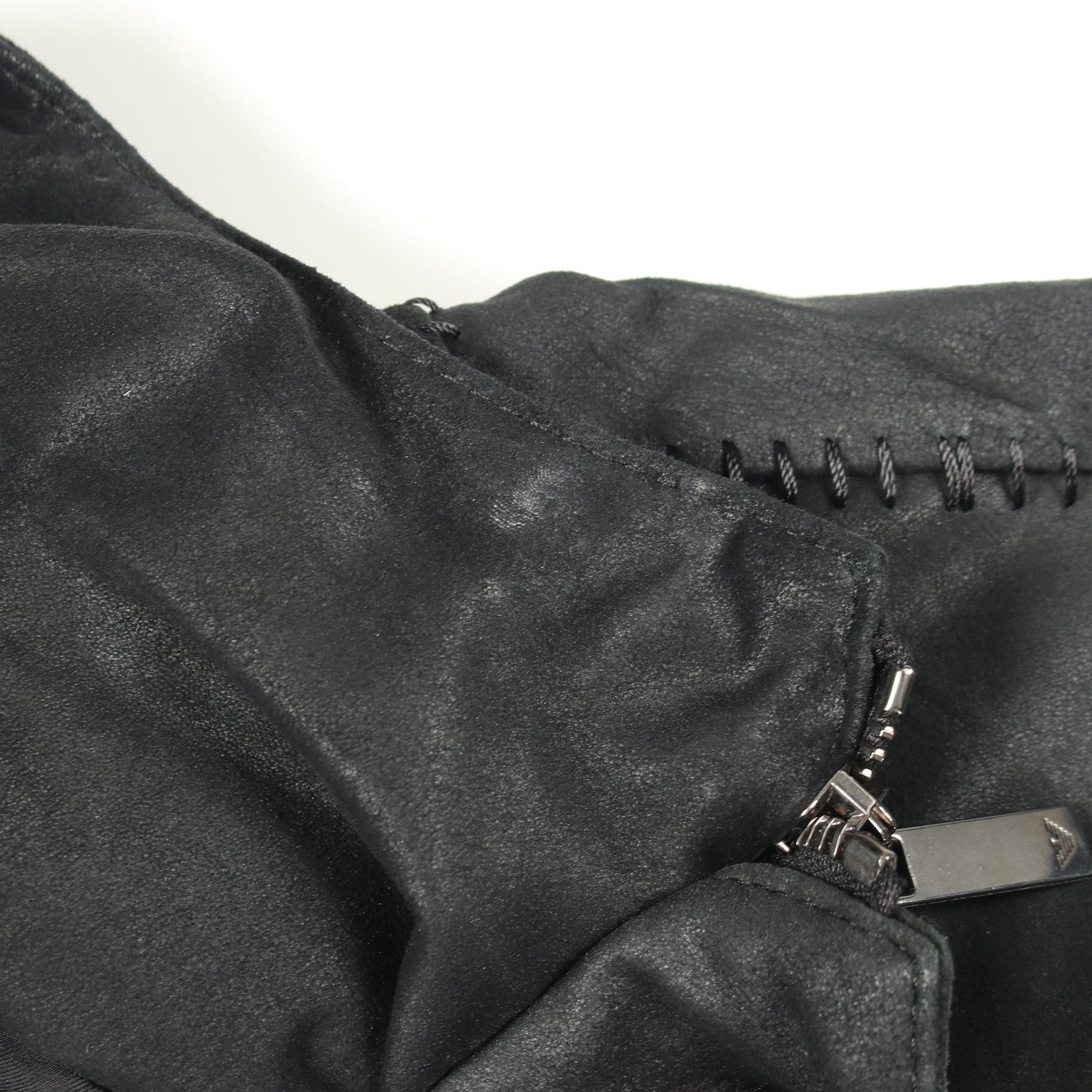 フーデッド レザージャケット ラムレザー ブラック エンポリオアルマーニ アウター EMPORIO ARMANI