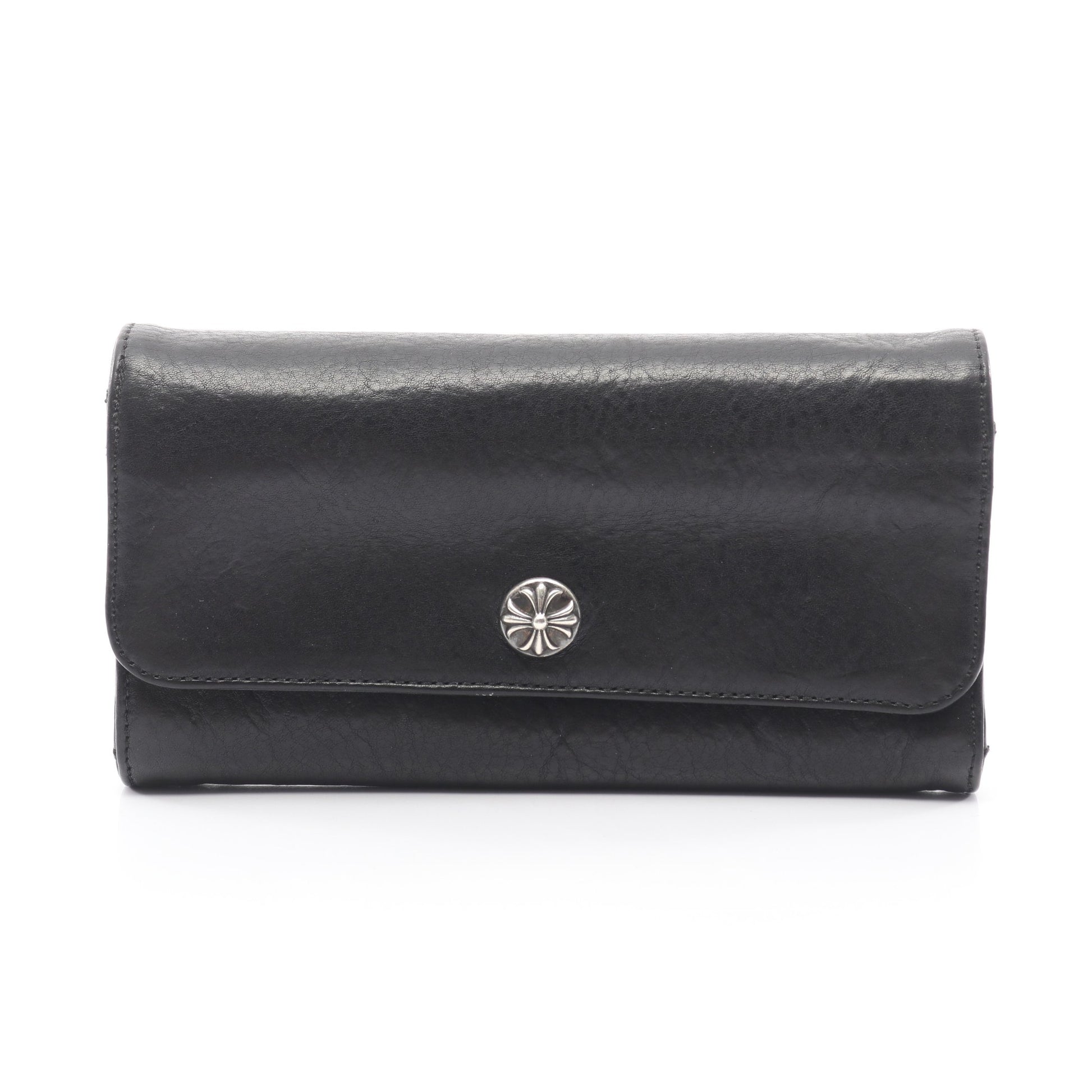 ジュディ クロスボタン 二つ折り長財布 レザー ブラック クロムハーツ 財布・小物 Chrome Hearts