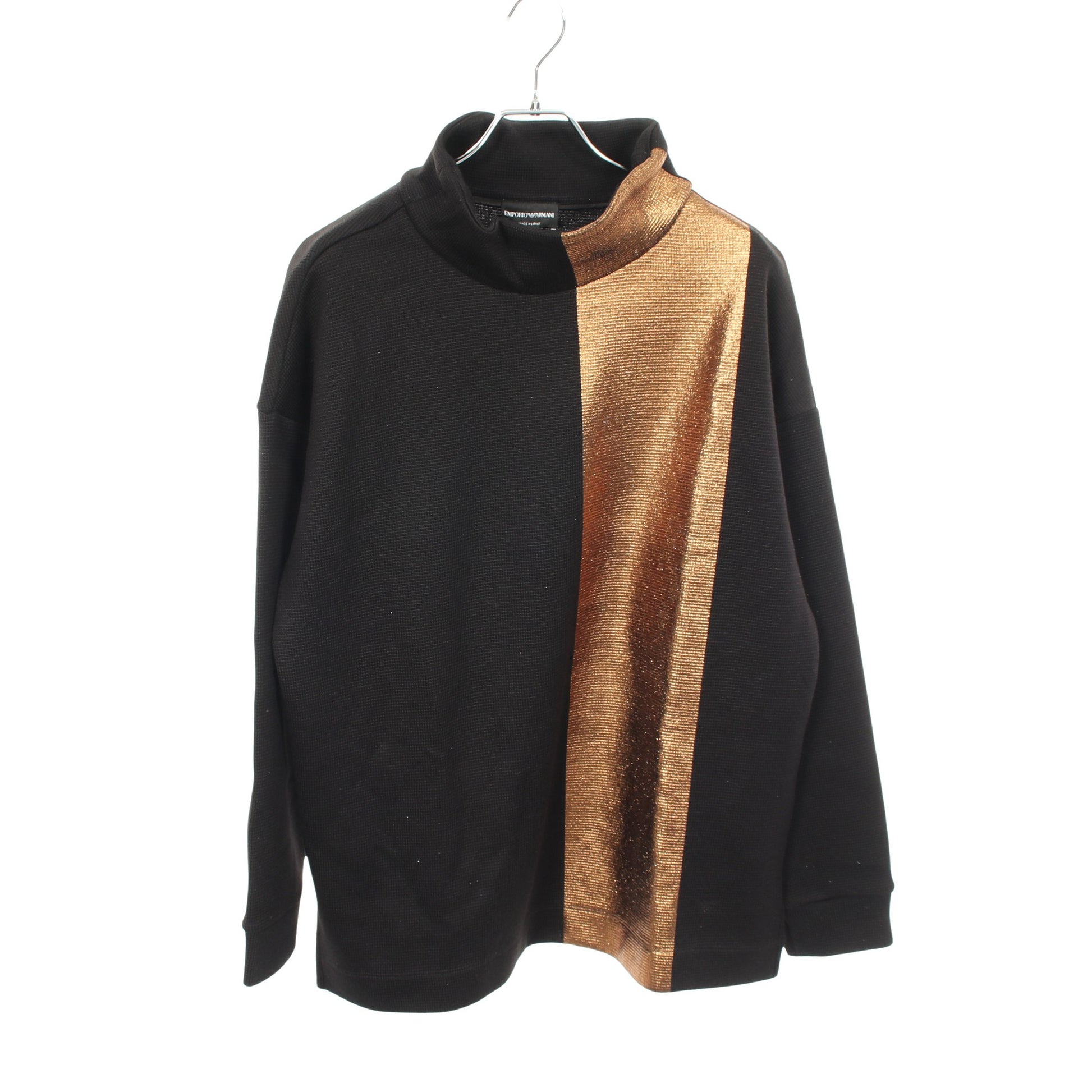 タートルネック ニット ウール ブラック ゴールド エンポリオアルマーニ トップス EMPORIO ARMANI