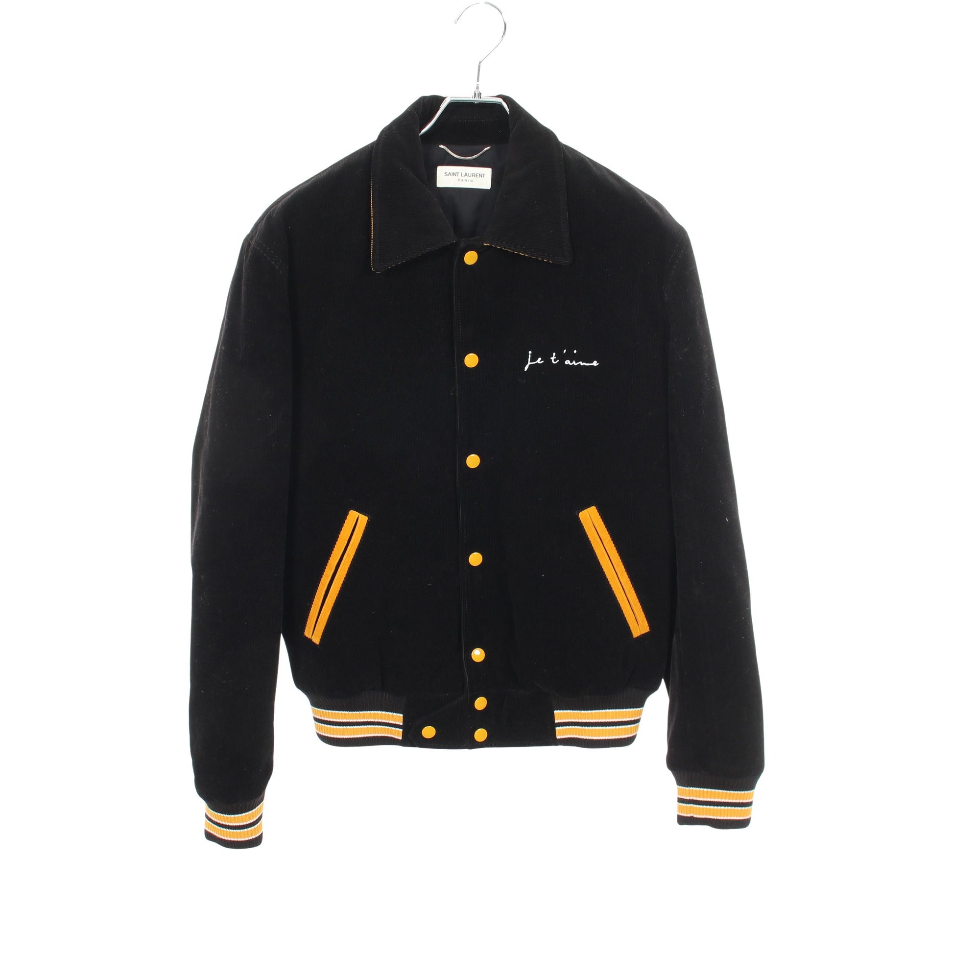コーデュロイ ブルゾン ジャケット コットン ブラック イエロー サンローランパリ アウター SAINT LAURENT PARIS