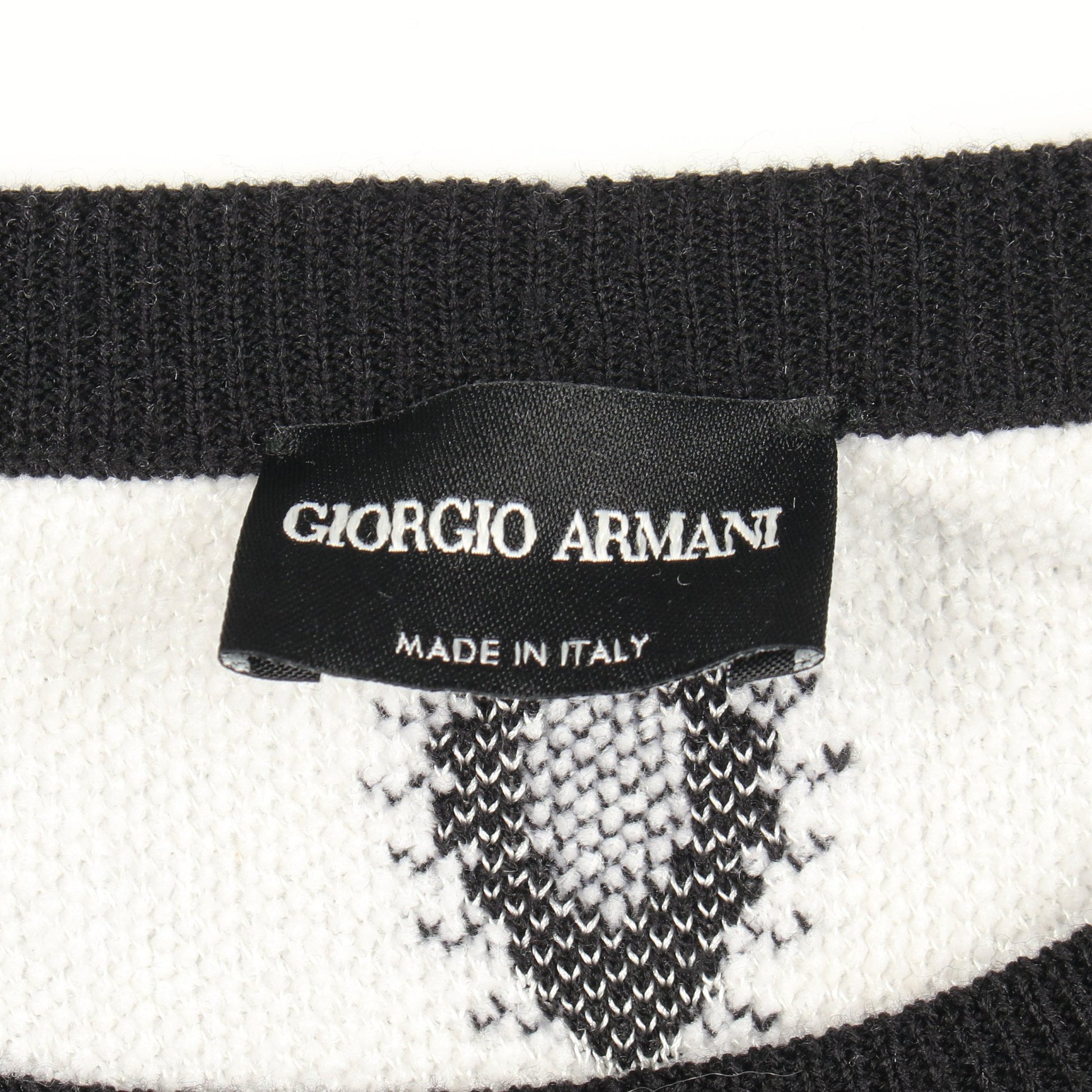 総柄 クルーネック ニット レーヨン ウール ブラック ホワイト ジョルジオアルマーニ トップス GIORGIO ARMANI