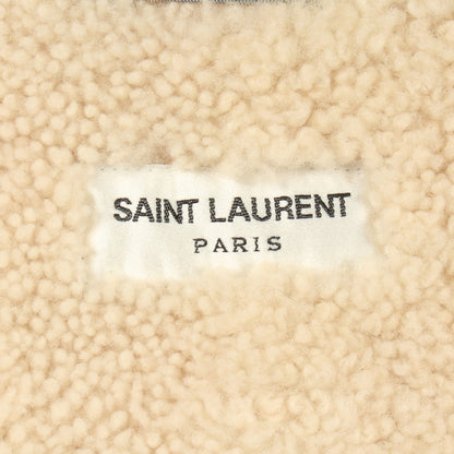 ムートン シアリング ブルゾン ボア切替 ジャケット レザー ムートン ブラック オフホワイト サンローランパリ アウター SAINT LAURENT PARIS