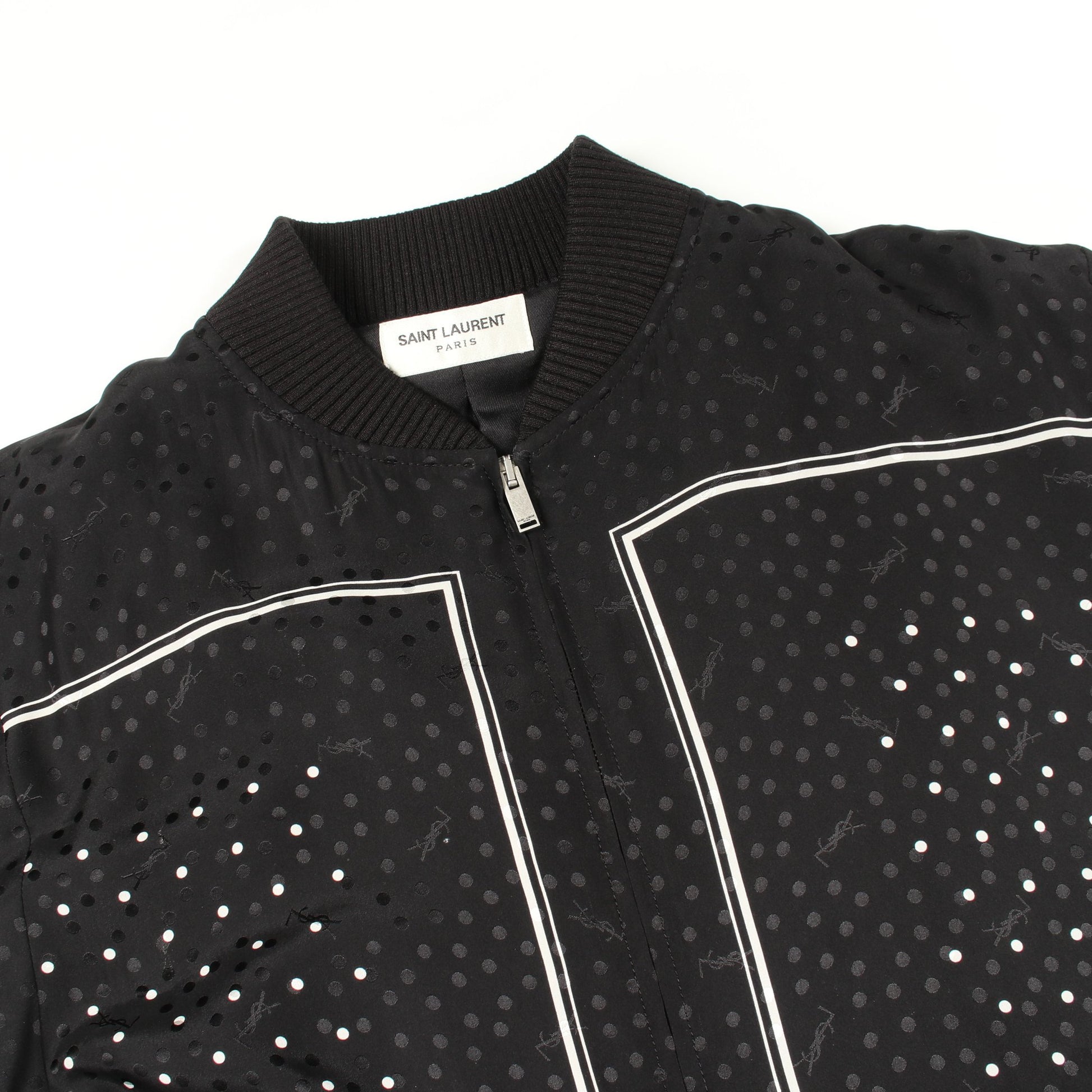 ドット 中綿 ボンバージャケット シルク ブラック サンローランパリ アウター SAINT LAURENT PARIS
