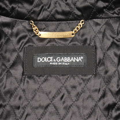 フード付き 中綿 ベロア ジャケット コットン ブラック ドルチェアンドガッバーナ アウター DOLCE&GABBANA