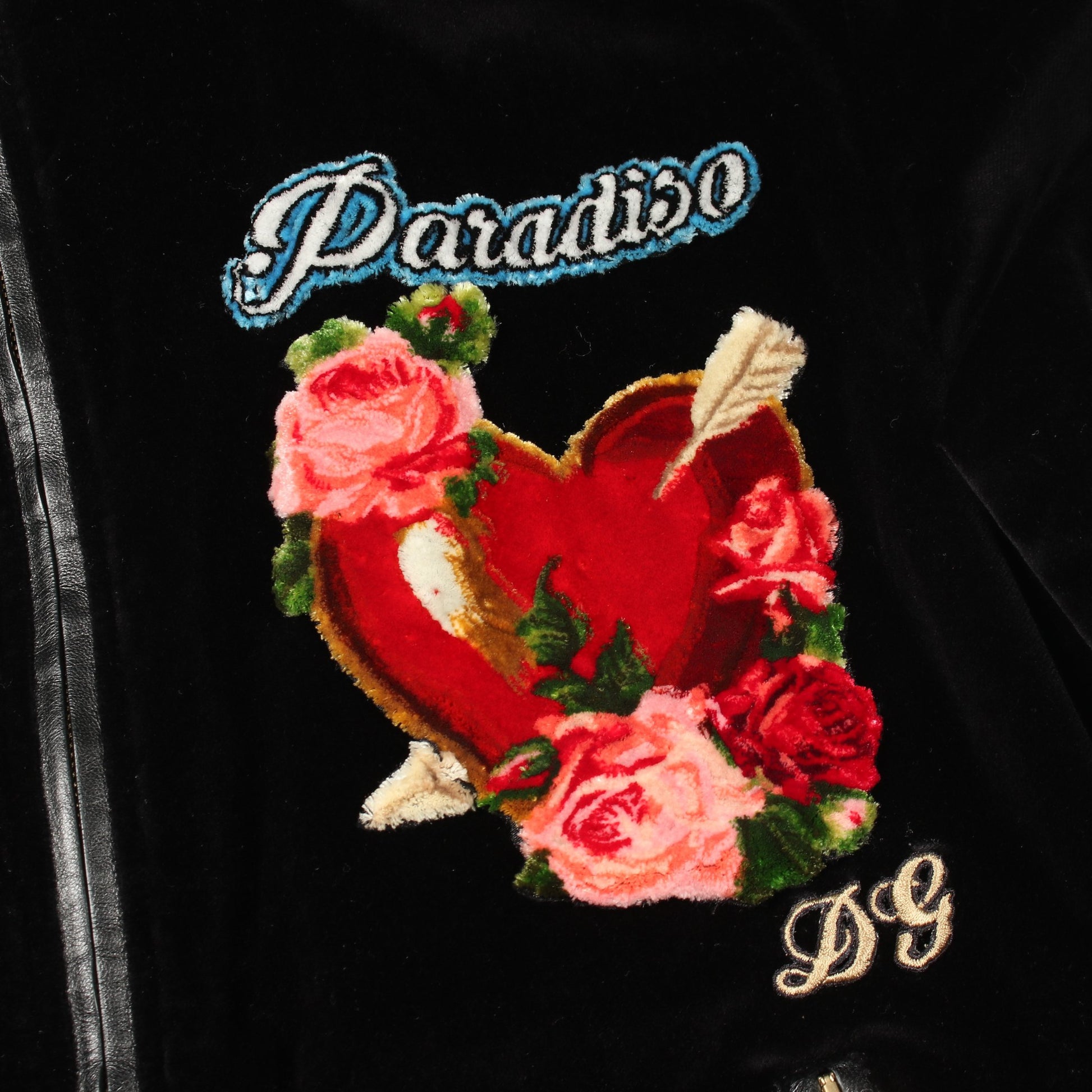 フード付き 中綿 ベロア ジャケット コットン ブラック ドルチェアンドガッバーナ アウター DOLCE&GABBANA