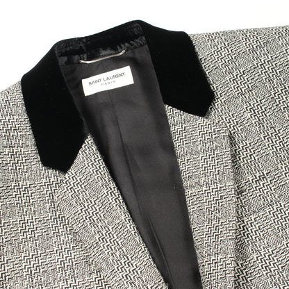 ツイード テーラードジャケット ウール ブラック ホワイト サンローランパリ アウター SAINT LAURENT PARIS