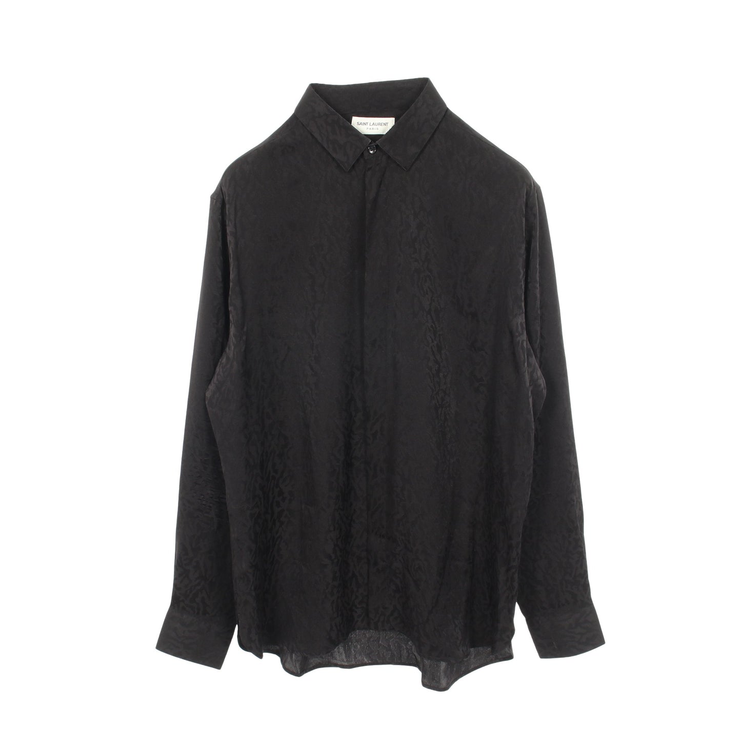 レオパード 総柄 長袖 シャツ シルク ブラック サンローランパリ トップス SAINT LAURENT PARIS