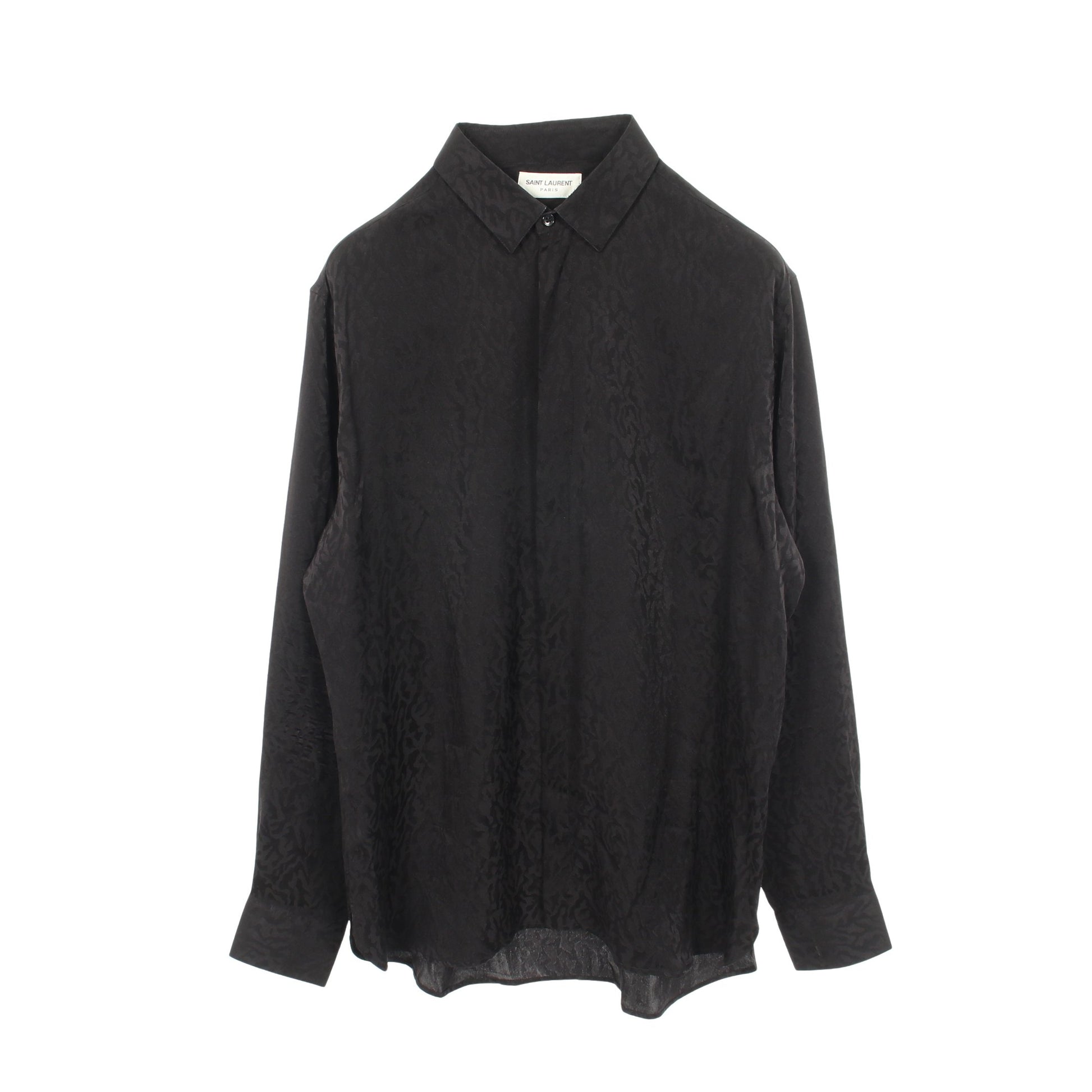 レオパード 総柄 長袖 シャツ シルク ブラック サンローランパリ トップス SAINT LAURENT PARIS