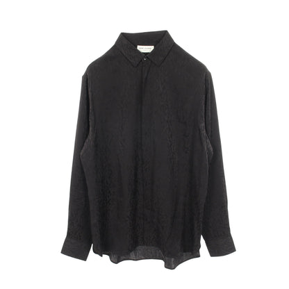レオパード 総柄 長袖 シャツ シルク ブラック サンローランパリ トップス SAINT LAURENT PARIS