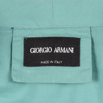 オープンカラー 長袖 シャツ コットン ターコイズブルー ジョルジオアルマーニ トップス GIORGIO ARMANI