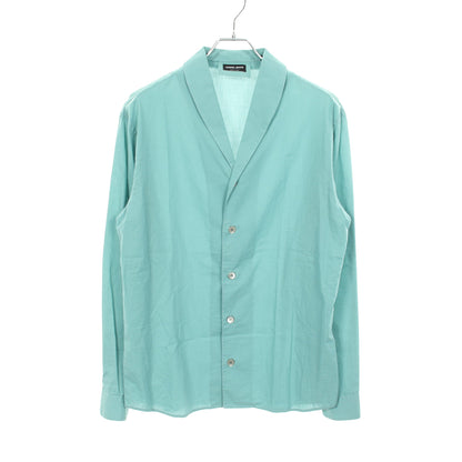 オープンカラー 長袖 シャツ コットン ターコイズブルー ジョルジオアルマーニ トップス GIORGIO ARMANI