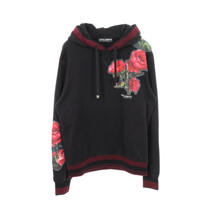 ローズパッチ プルオーバーパーカー コットン ブラック ボルドー ダークグリーン ドルチェアンドガッバーナ トップス DOLCE&GABBANA