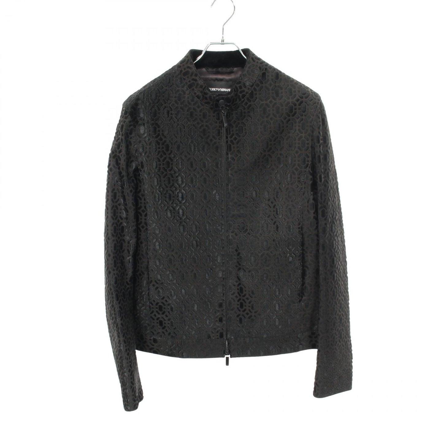 総柄 ジップアップ ジャケット レザー ハラコ ブラック エンポリオアルマーニ アウター EMPORIO ARMANI