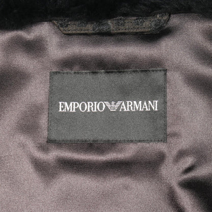 総柄 ジップアップ ジャケット レザー ハラコ ブラック エンポリオアルマーニ アウター EMPORIO ARMANI