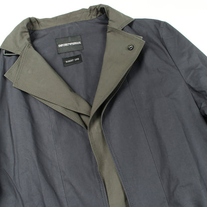 ステンカラーコート コットン ネイビー カーキグリーン エンポリオアルマーニ アウター EMPORIO ARMANI