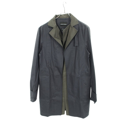 ステンカラーコート コットン ネイビー カーキグリーン エンポリオアルマーニ アウター EMPORIO ARMANI