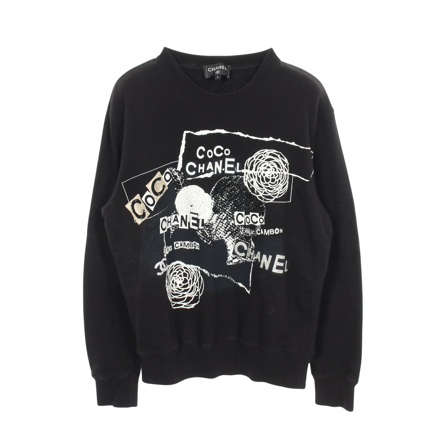 グラフィティロゴ カメリア スパンコール スウェットシャツ コットン ブラック シャネル トップス CHANEL