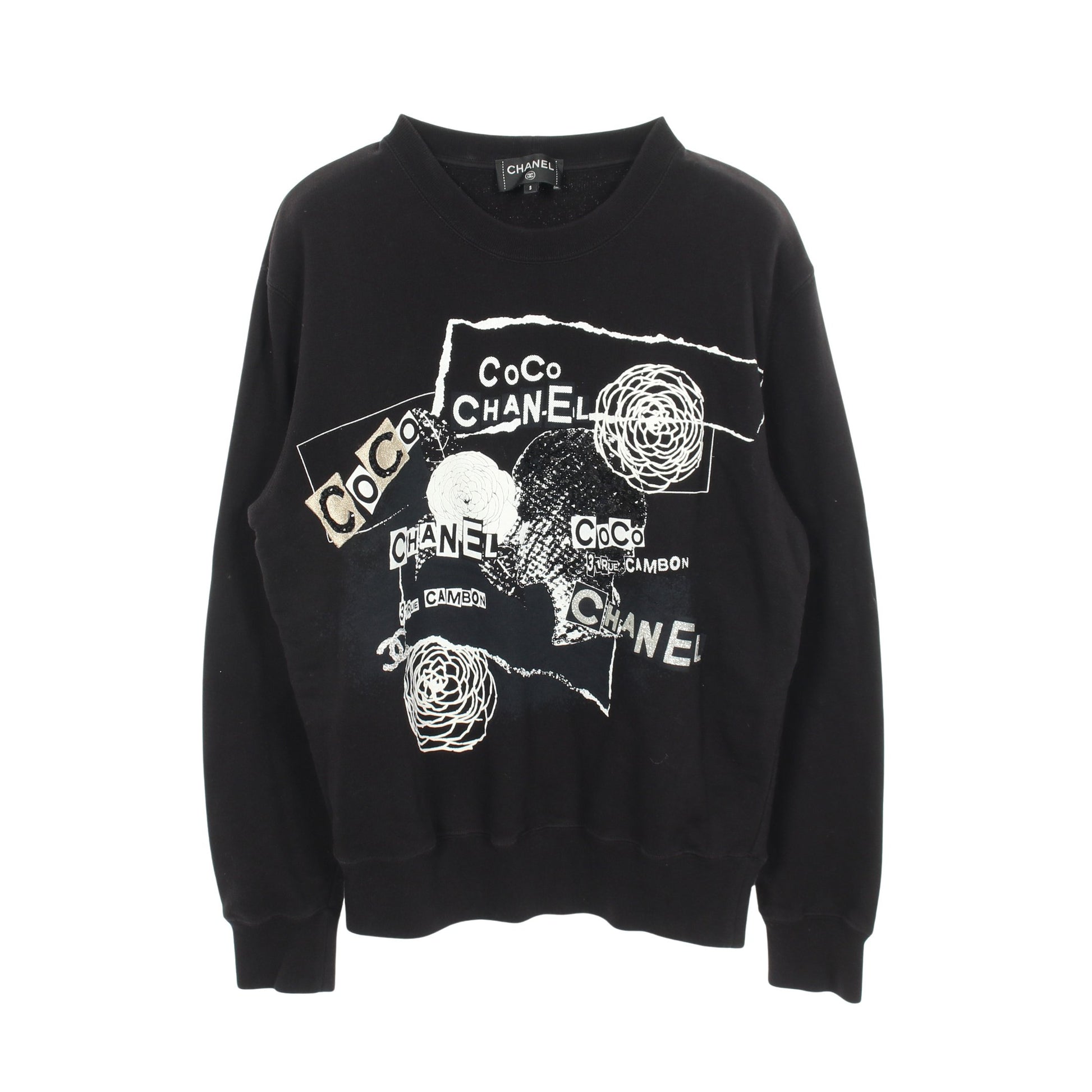 グラフィティロゴ カメリア スパンコール スウェットシャツ コットン ブラック シャネル トップス CHANEL