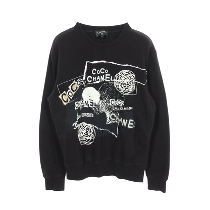 グラフィティロゴ カメリア スパンコール スウェットシャツ コットン ブラック シャネル トップス CHANEL