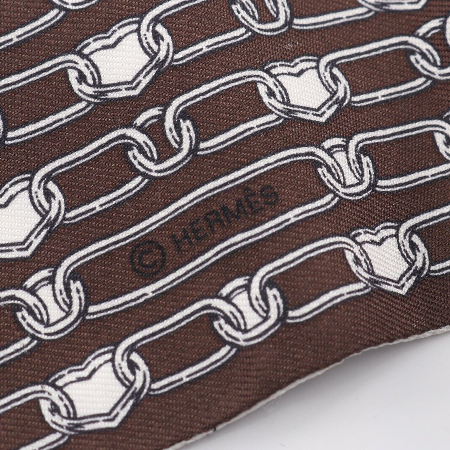 ツイリー L'EFFET KALEIDOSCOPE リボン スカーフ シルク ブラウン ホワイト エルメス 財布・小物 HERMES