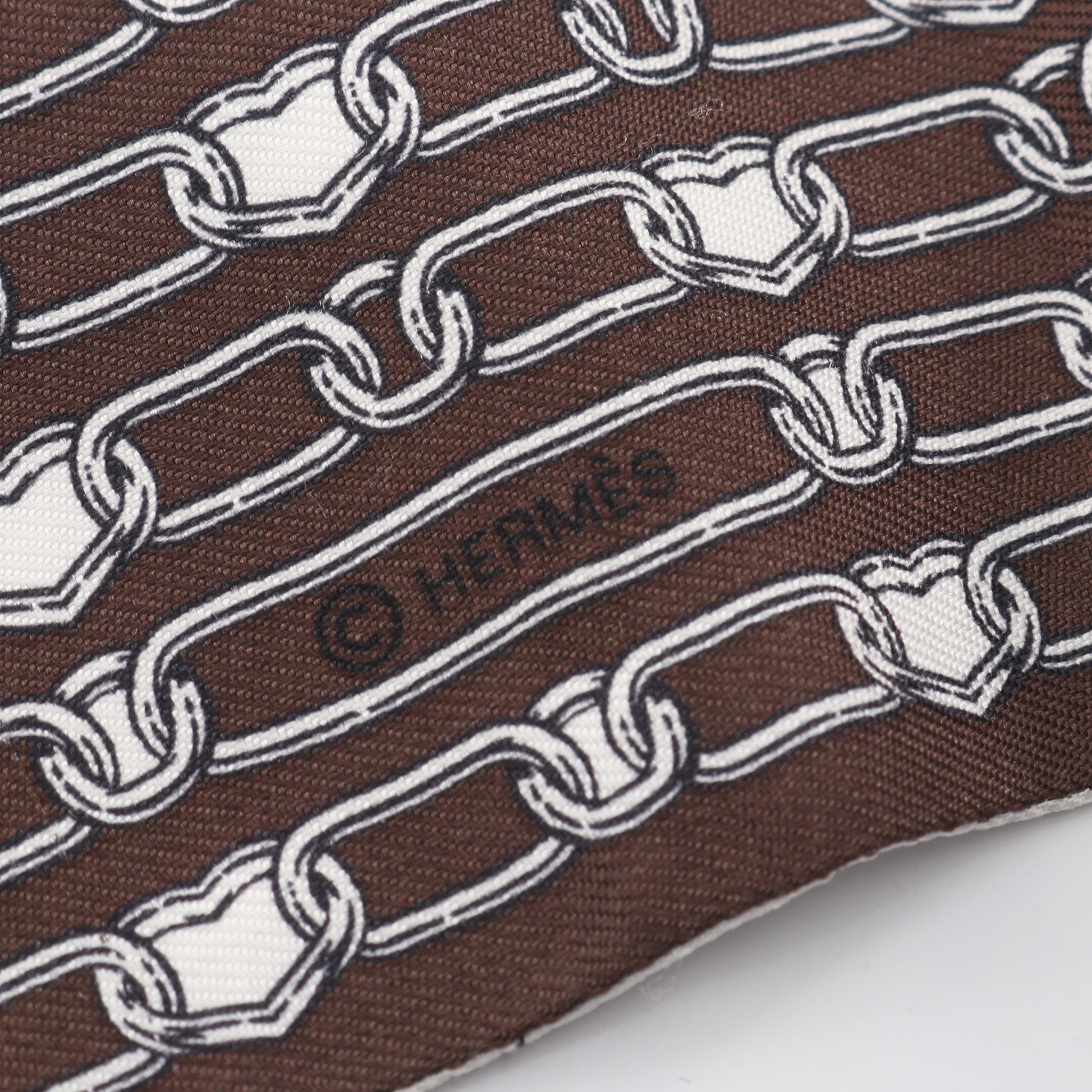 ツイリー L'EFFET KALEIDOSCOPE リボン スカーフ シルク ブラウン ホワイト エルメス 財布・小物 HERMES