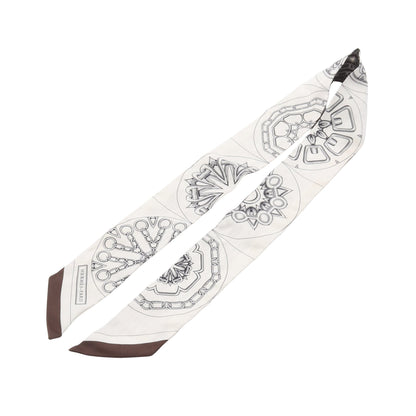 ツイリー L’EFFET KALEIDOSCOPE リボン スカーフ シルク ブラウン ホワイト エルメス 財布・小物 HERMES