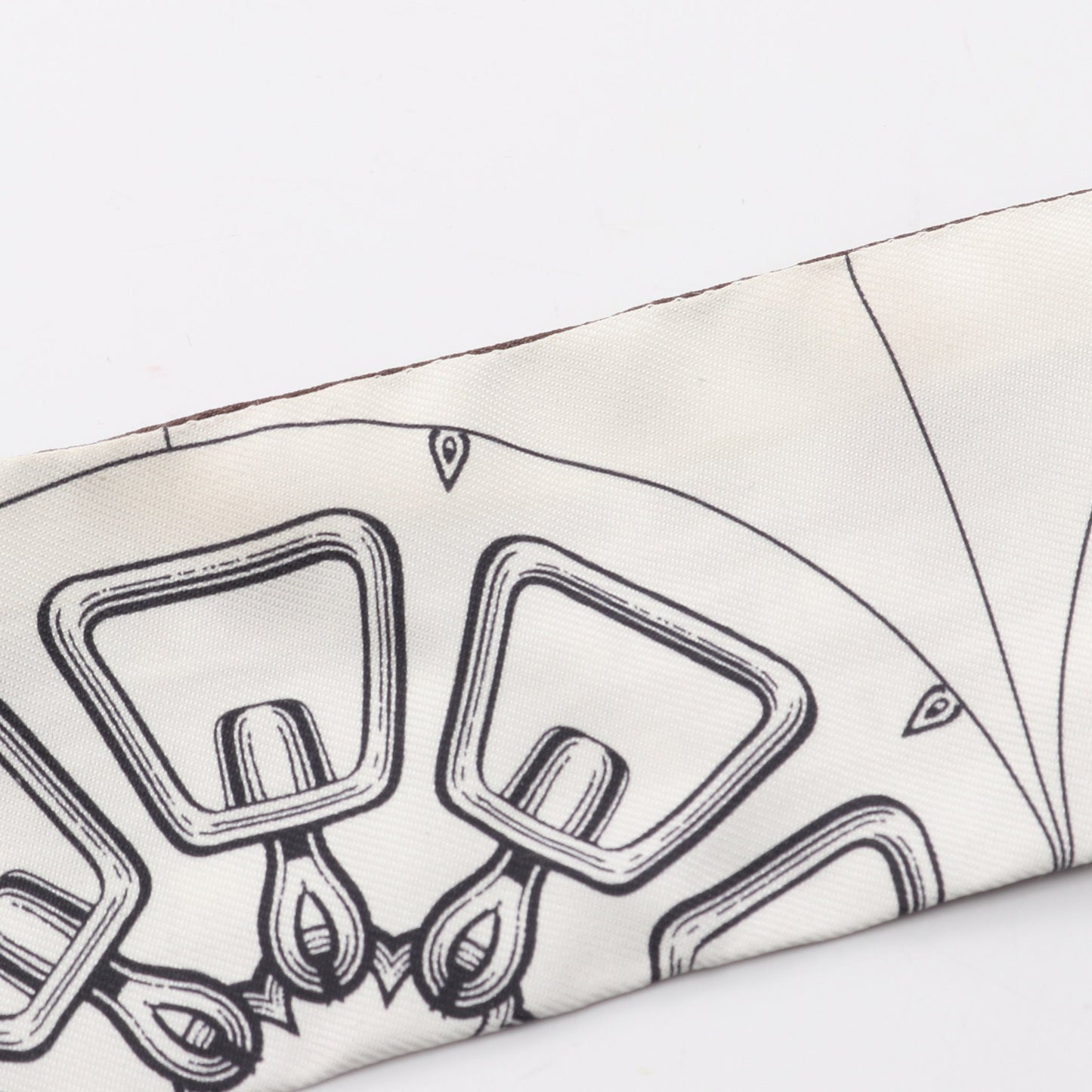 ツイリー L’EFFET KALEIDOSCOPE リボン スカーフ シルク ブラウン ホワイト エルメス 財布・小物 HERMES