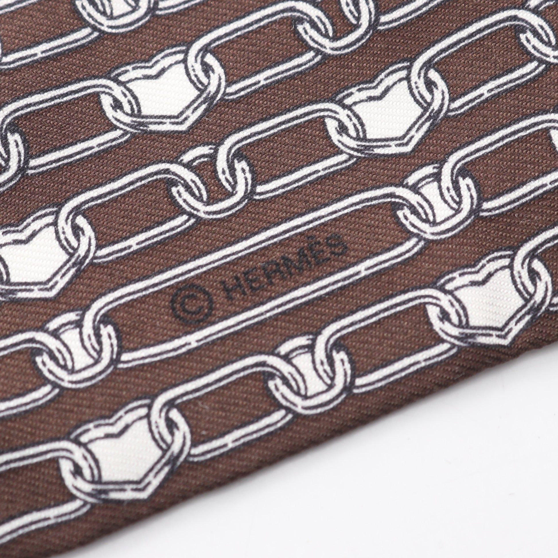 ツイリー L’EFFET KALEIDOSCOPE リボン スカーフ シルク ブラウン ホワイト エルメス 財布・小物 HERMES
