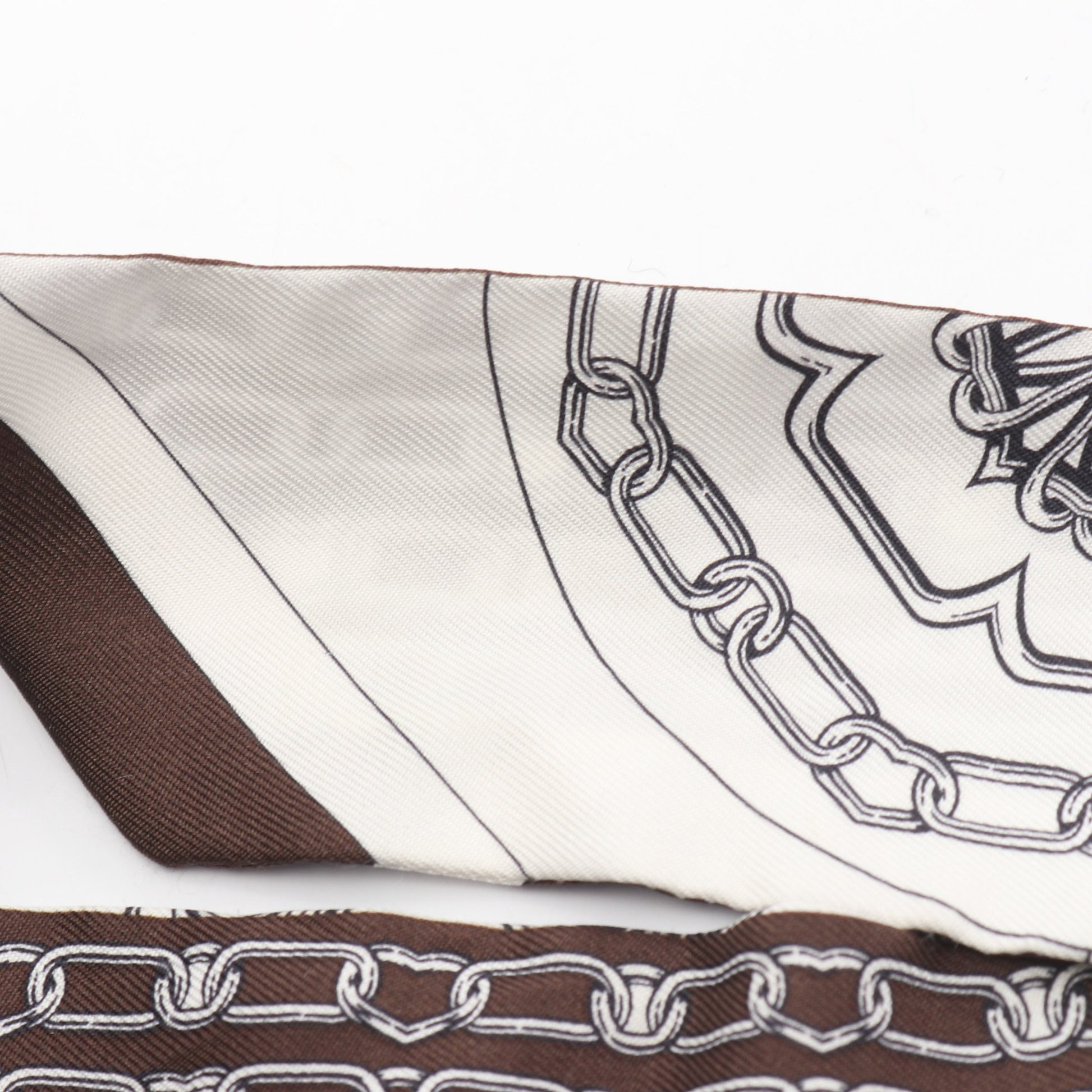 ツイリー L’EFFET KALEIDOSCOPE リボン スカーフ シルク ブラウン ホワイト エルメス 財布・小物 HERMES