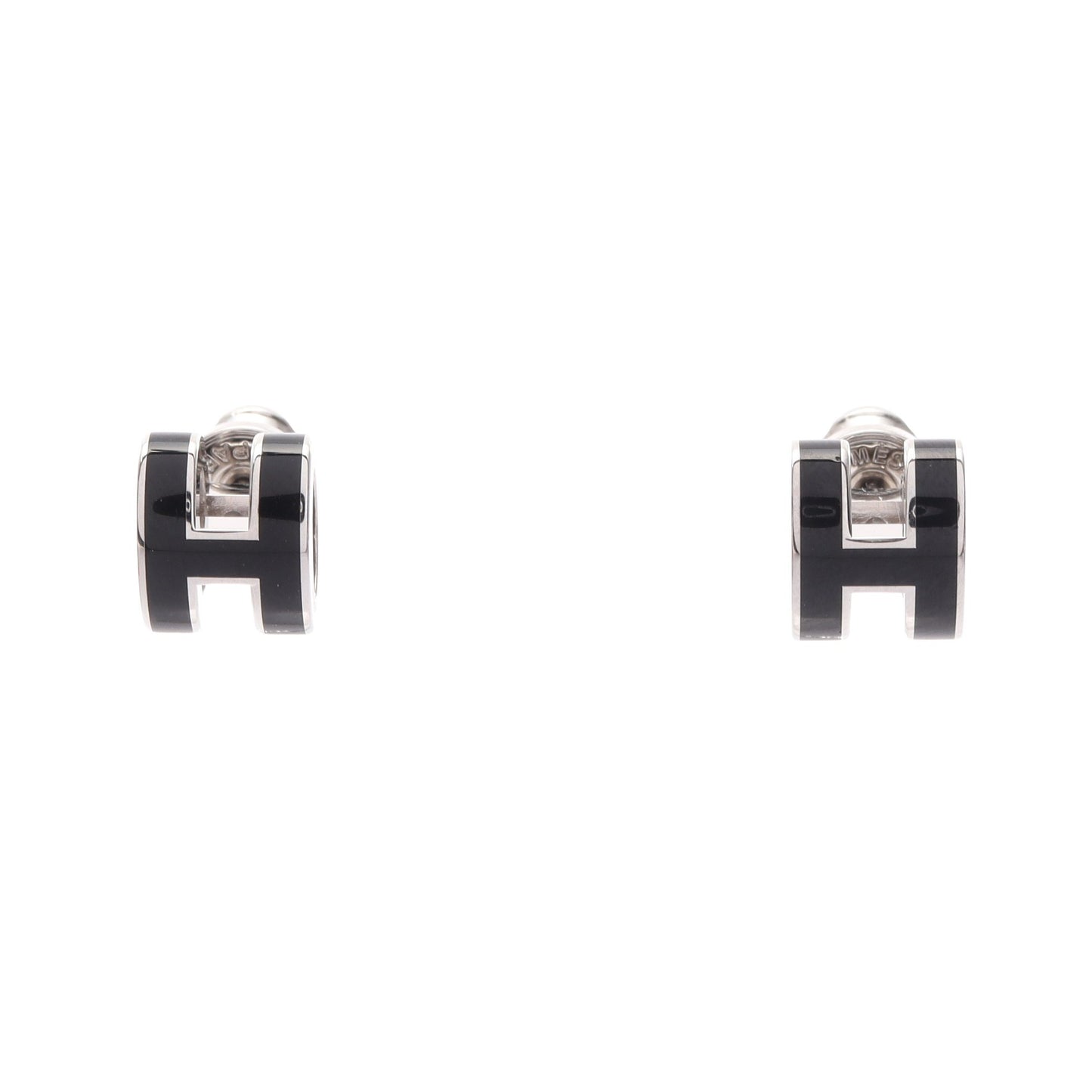 MINI POP H ミニポップアッシュ ピアス シルバー ブラック エルメス アクセサリー HERMES