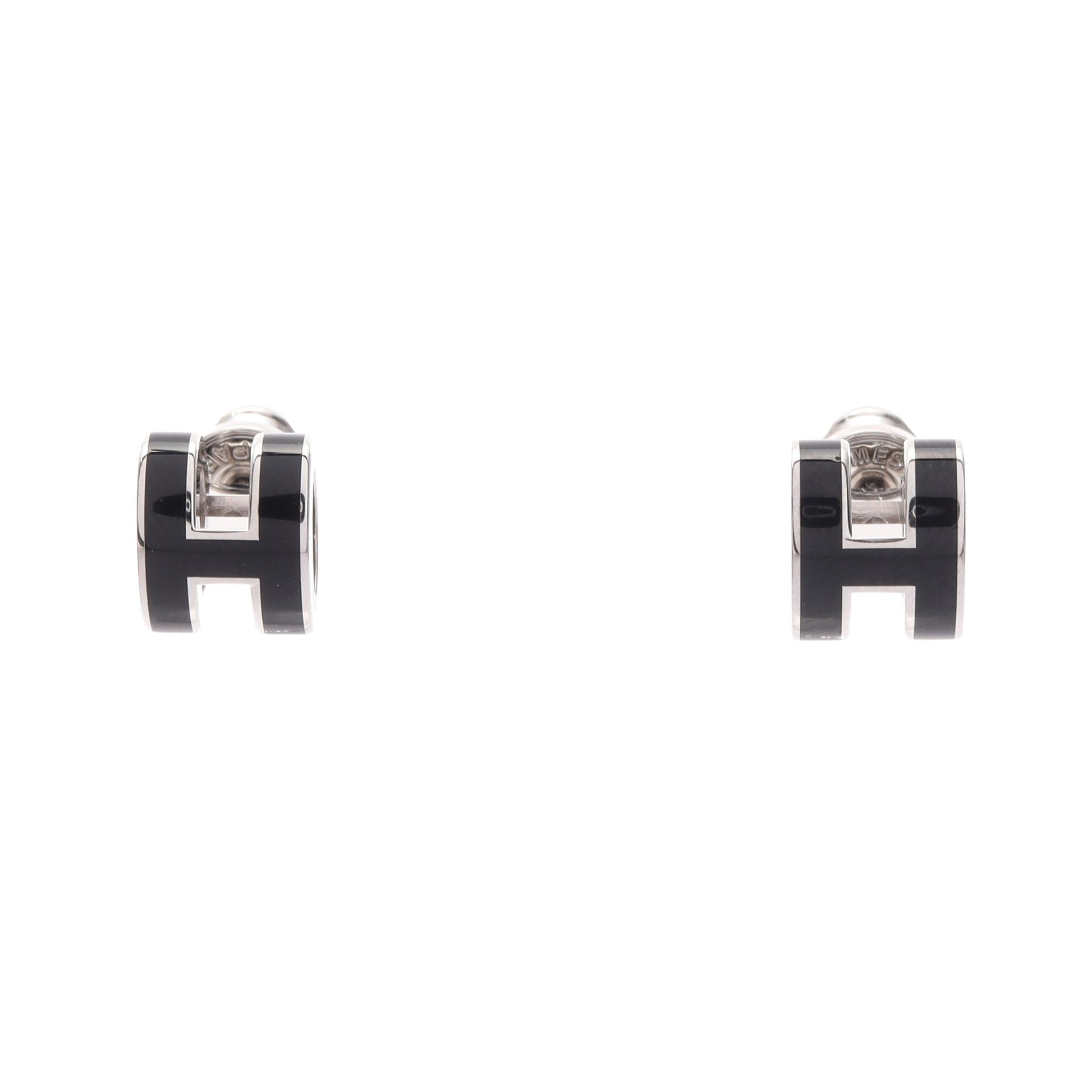 MINI POP H ミニポップアッシュ ピアス シルバー ブラック エルメス アクセサリー HERMES