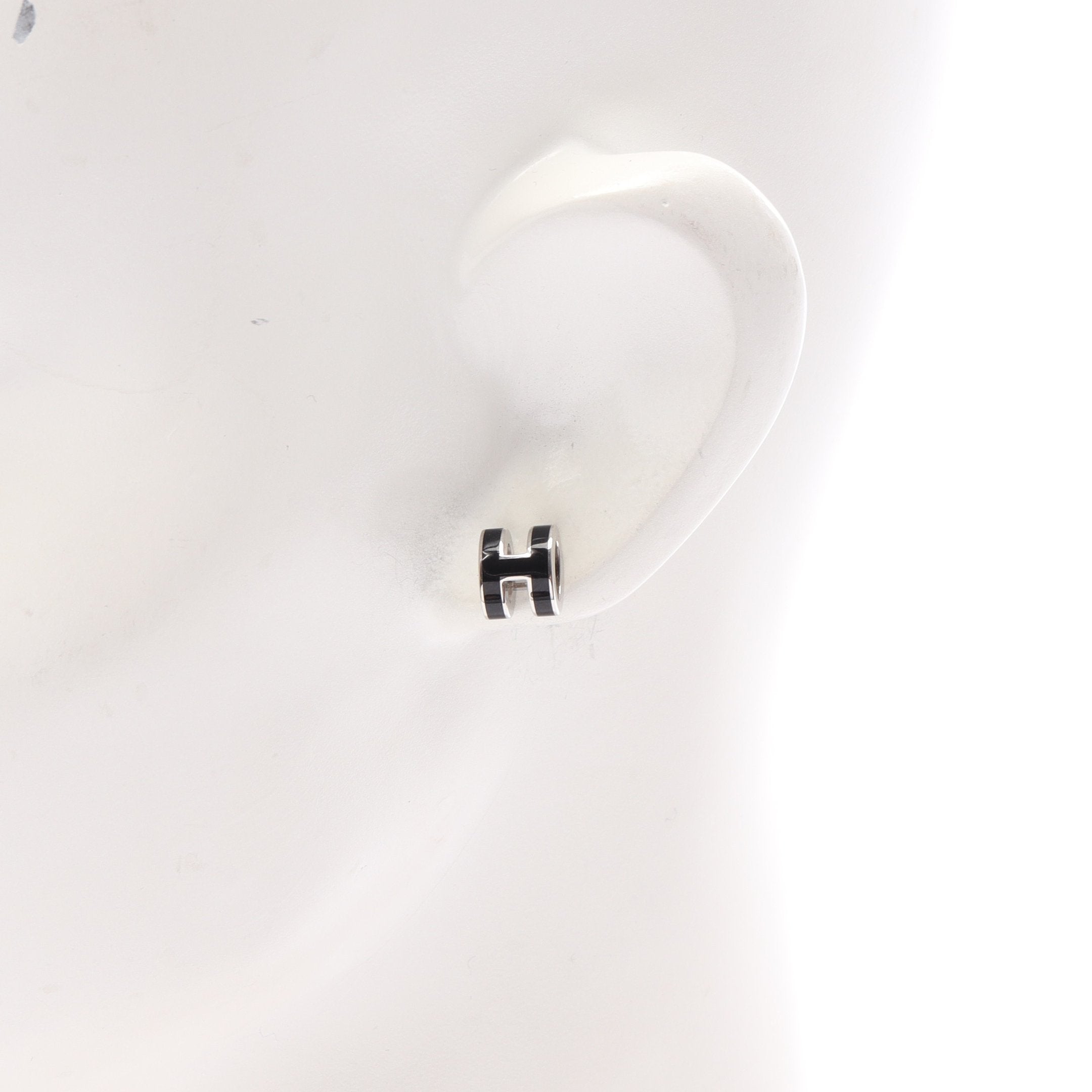MINI POP H ミニポップアッシュ ピアス シルバー ブラック エルメス