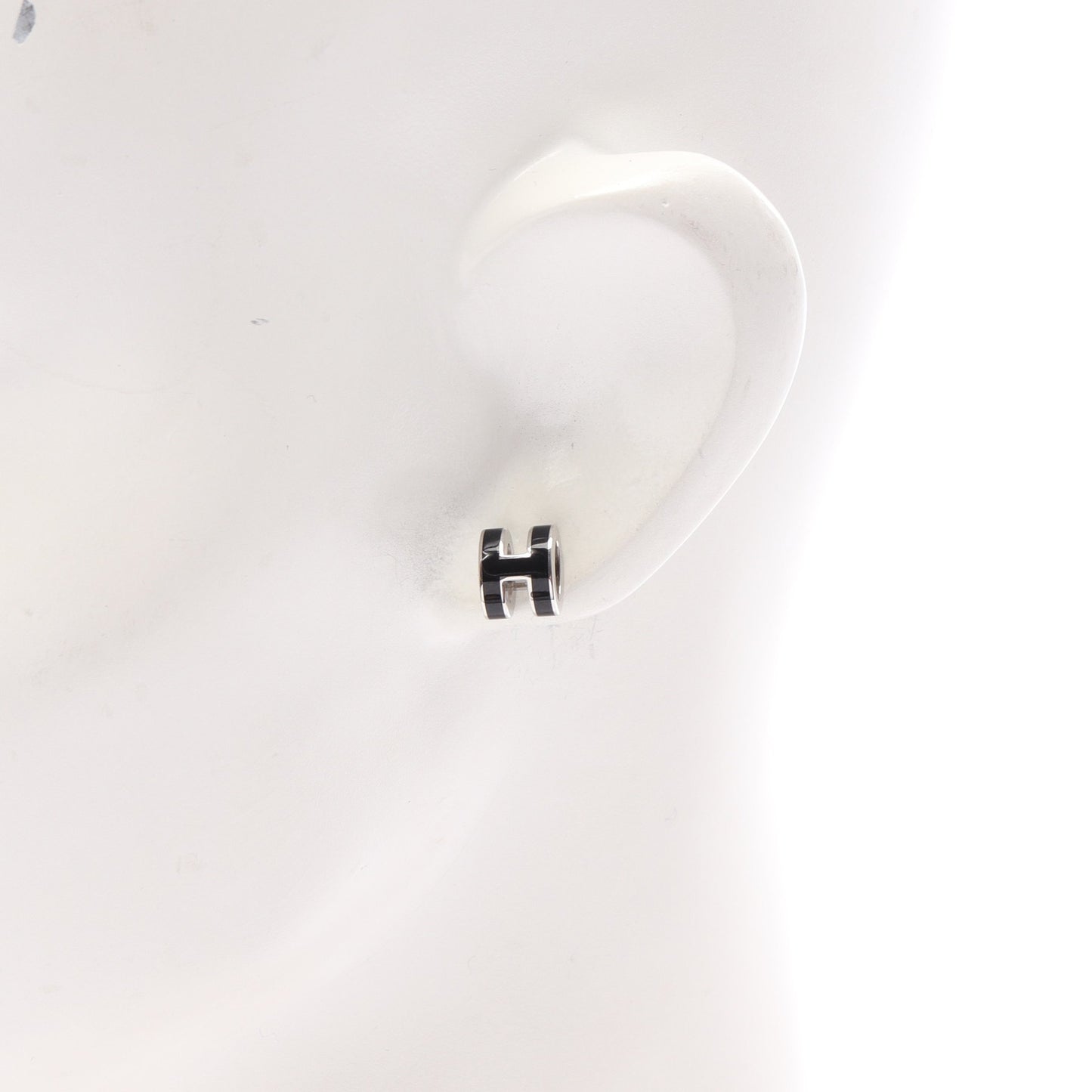 MINI POP H ミニポップアッシュ ピアス シルバー ブラック エルメス アクセサリー HERMES