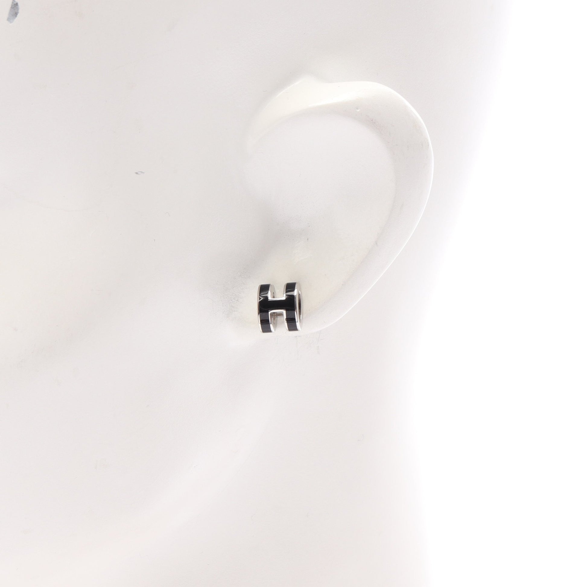 MINI POP H ミニポップアッシュ ピアス シルバー ブラック エルメス アクセサリー HERMES