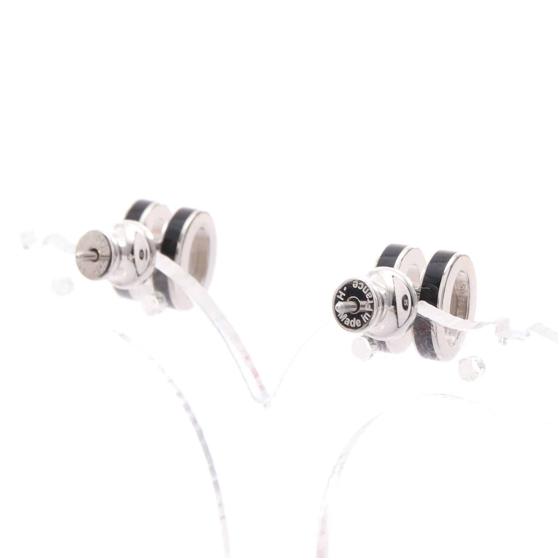 MINI POP H ミニポップアッシュ ピアス シルバー ブラック エルメス アクセサリー HERMES
