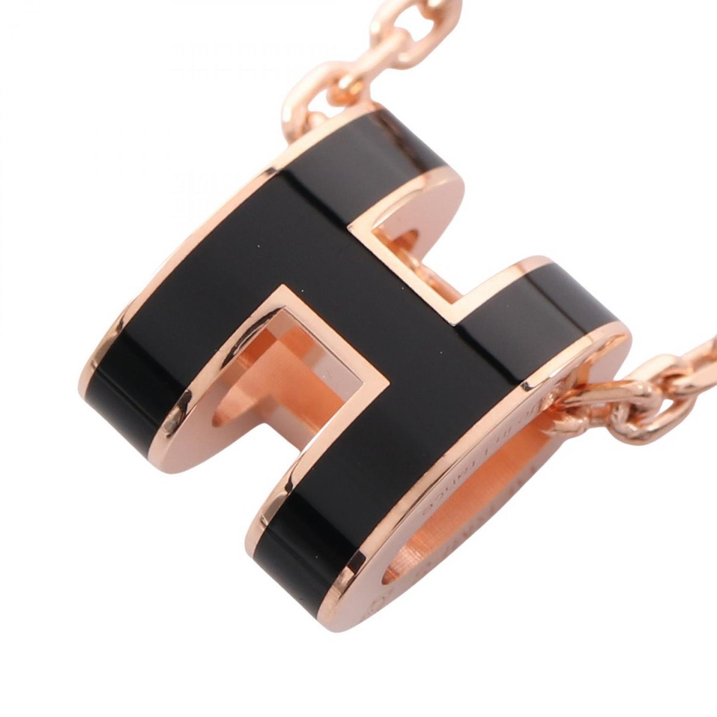MINI POP H ミニポップアッシュ ネックレス GP ピンクゴールド ブラック エルメス アクセサリー HERMES