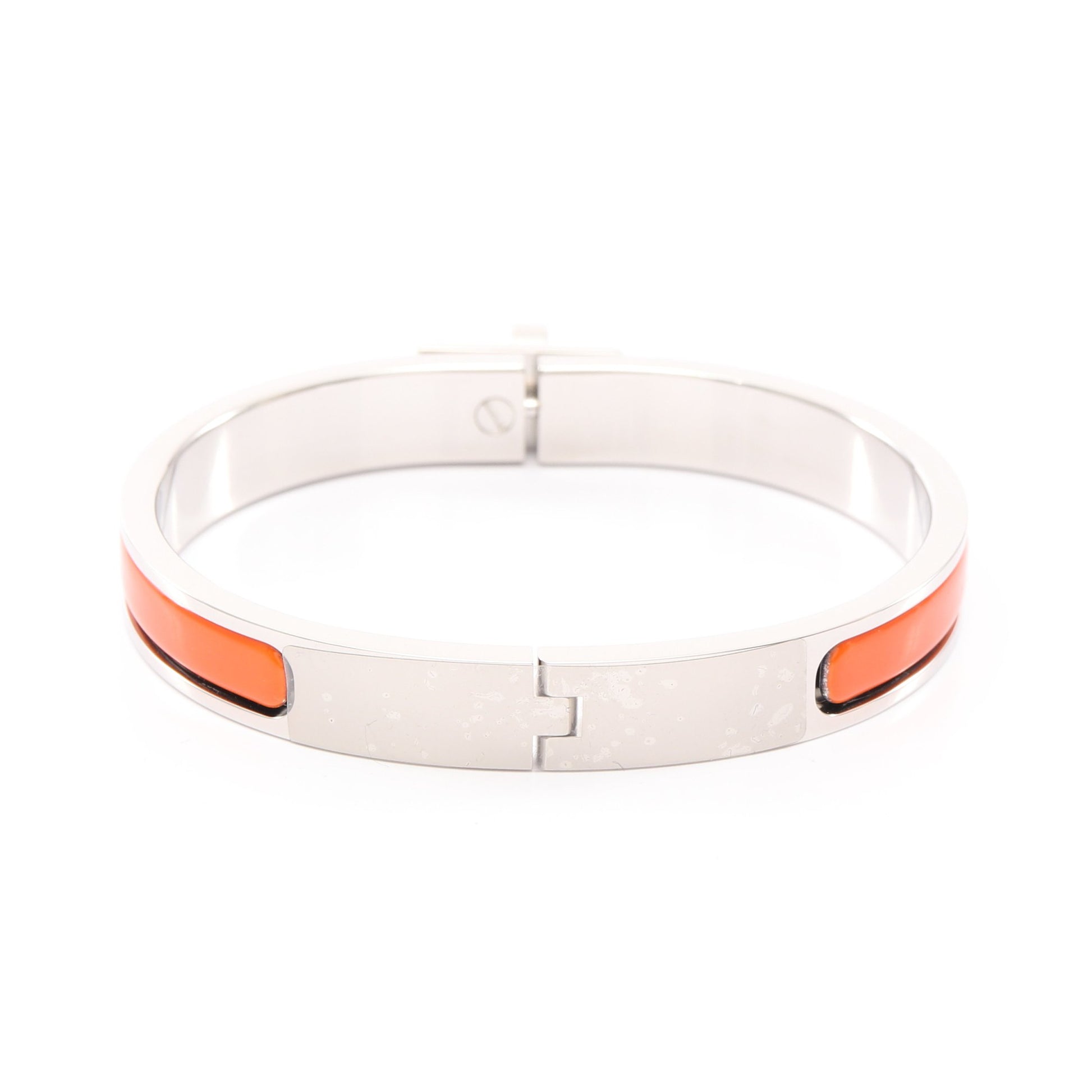 ミニ クリック ケリー バングル エナメル シルバー オレンジ エルメス アクセサリー HERMES