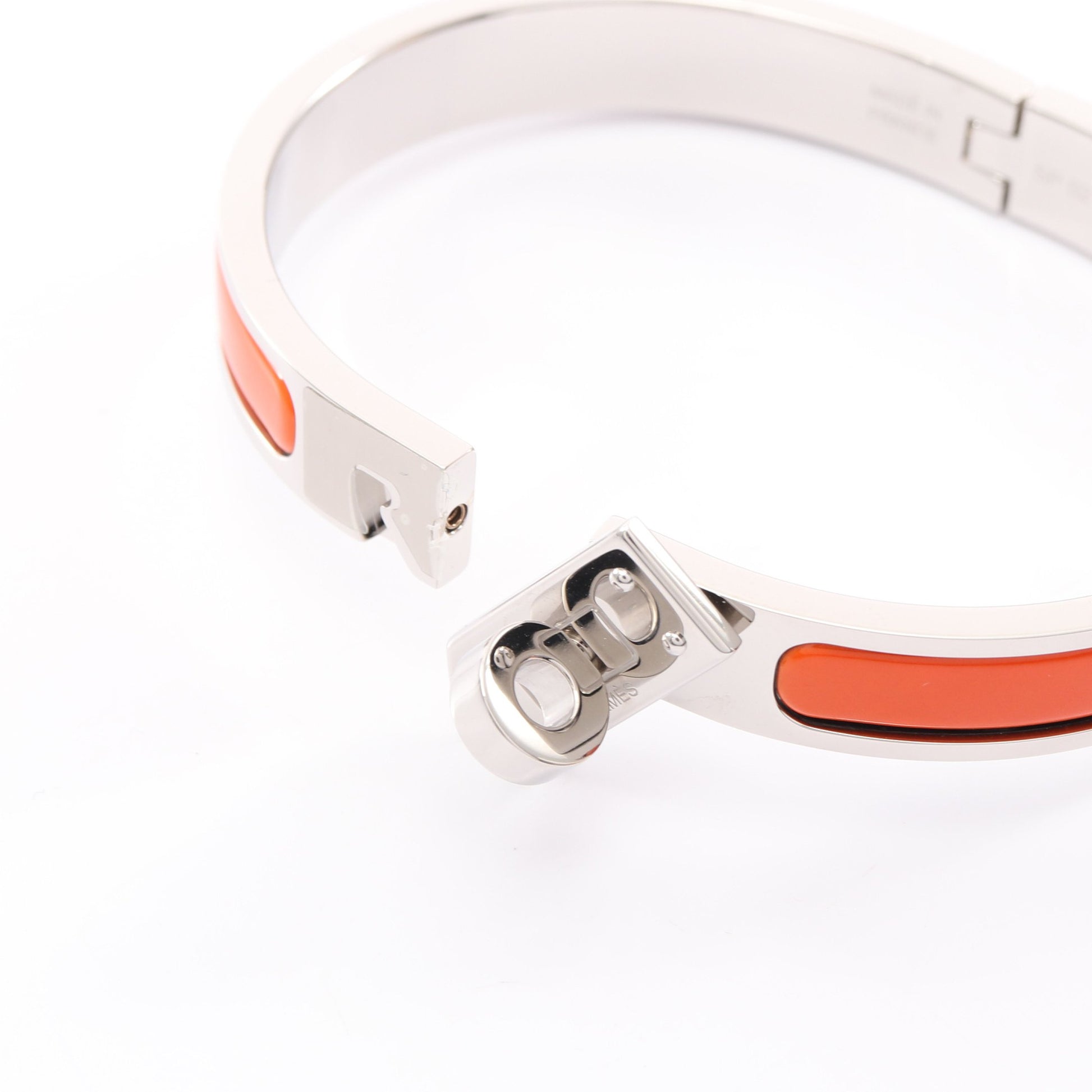 ミニ クリック ケリー バングル エナメル シルバー オレンジ エルメス アクセサリー HERMES