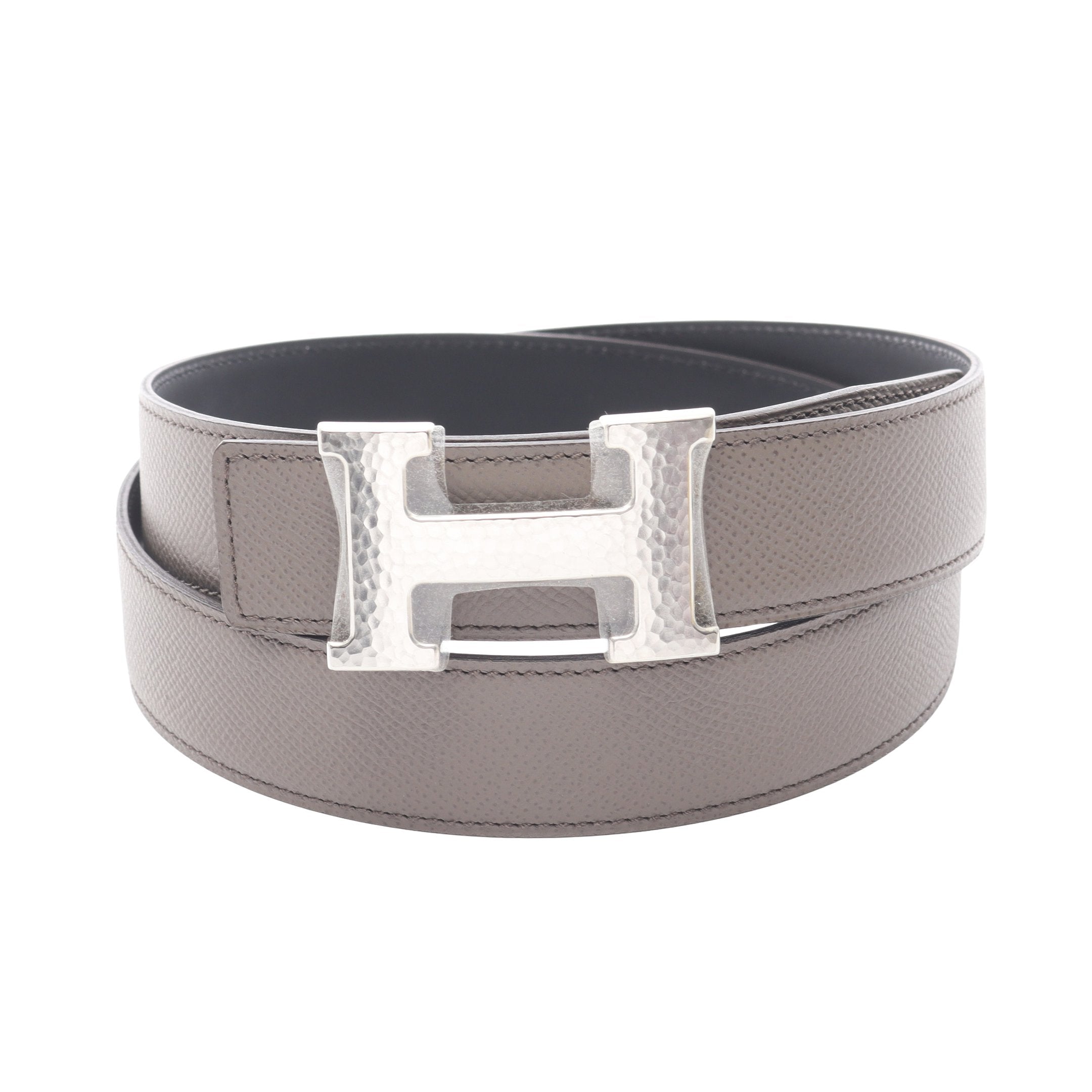 HERMES ベルト HERMES エルメス ベルト セリエ 70 ボックスカーフ ブラック シルバー