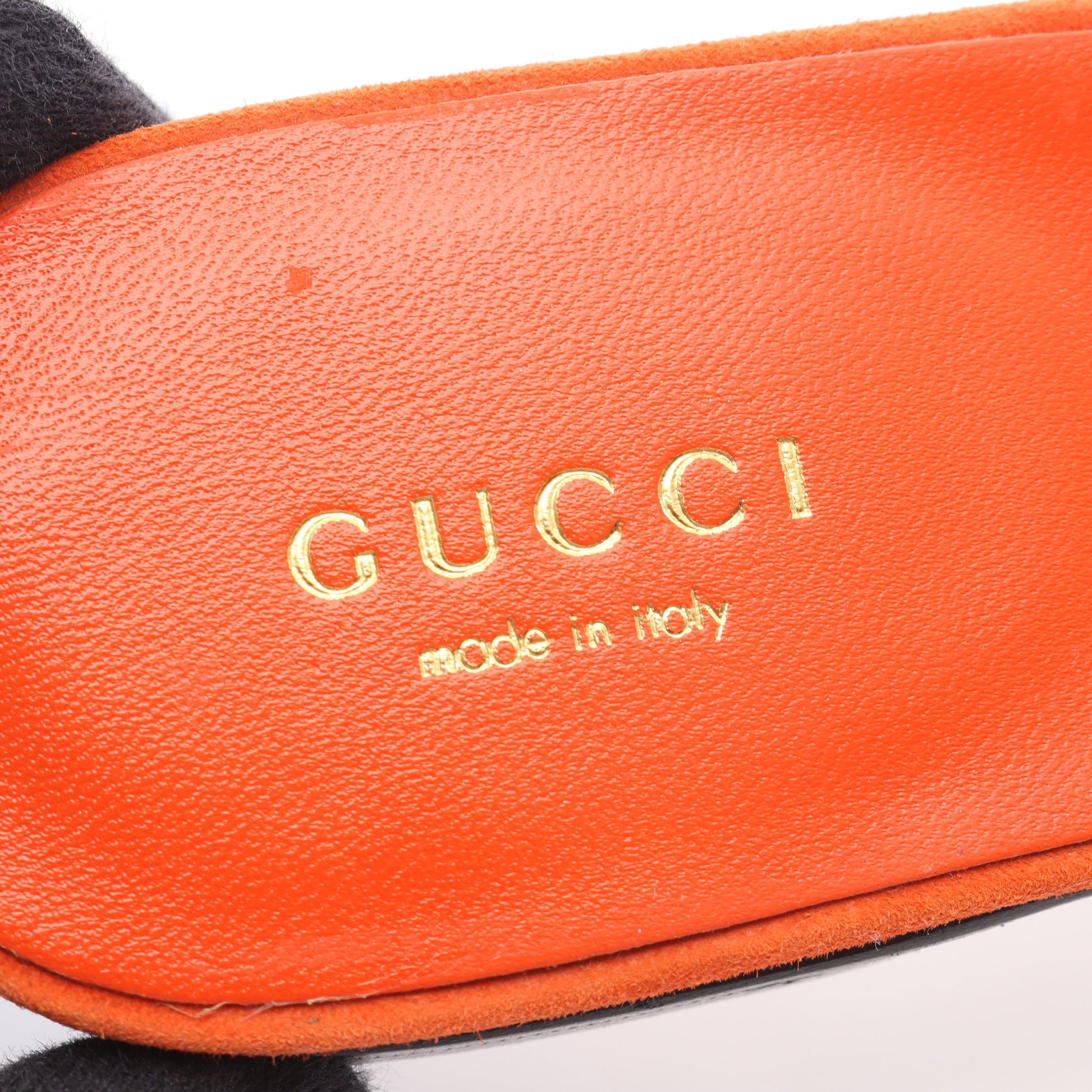 インターロッキングG スライドサンダル スエード ブルー オレンジ グッチ シューズ GUCCI