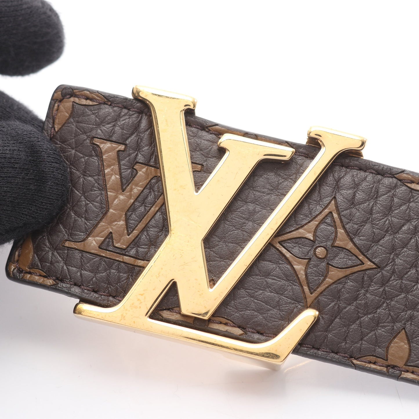LOUIS VUITTON × Supreme サンチュール LVイニシャル ゴールド金具 ベルト レザー ブラウン ブラック ルイヴィトン 財布・小物 LOUIS VUITTON