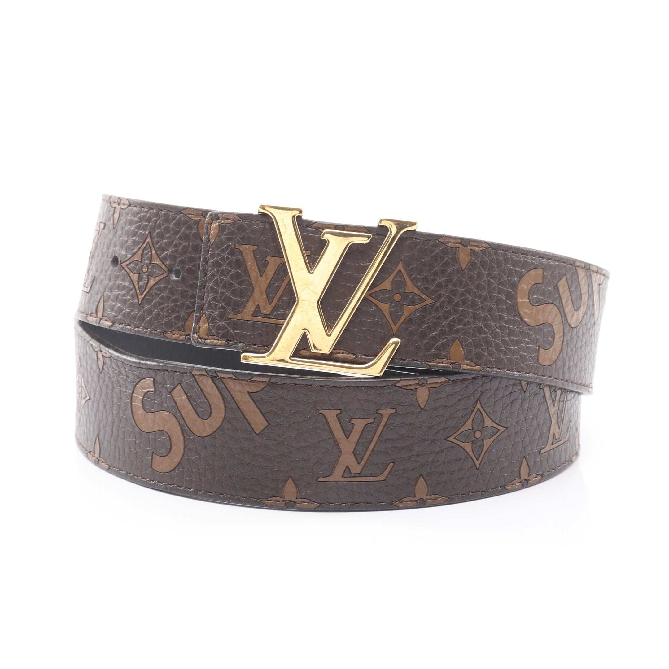 ルイヴィトン ベルト モノグラム サンチュール LVロゴ　レザーゴールド P55 LOUIS VUITTON × Supreme サンチュール LVイニシャル ゴールド金具