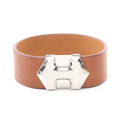 スーパーH バングル レザー シルバー ライトブラウン Y刻印 エルメス アクセサリー HERMES