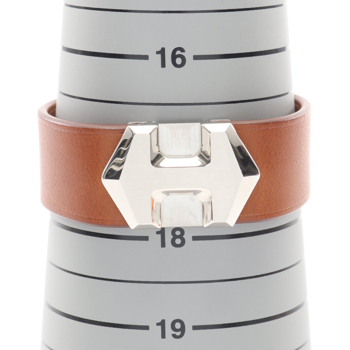 スーパーH バングル レザー シルバー ライトブラウン Y刻印 エルメス アクセサリー HERMES