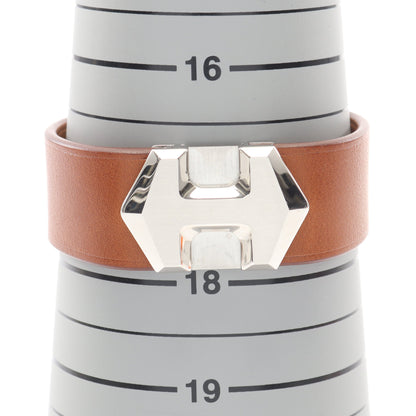 スーパーH バングル レザー シルバー ライトブラウン Y刻印 エルメス アクセサリー HERMES