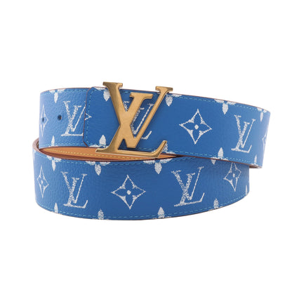 LVイニシャル 40MM リバーシブル モノグラム ゴールド金具 ベルト レザー ブルー ベージュ ルイヴィトン 財布・小物 LOUIS VUITTON